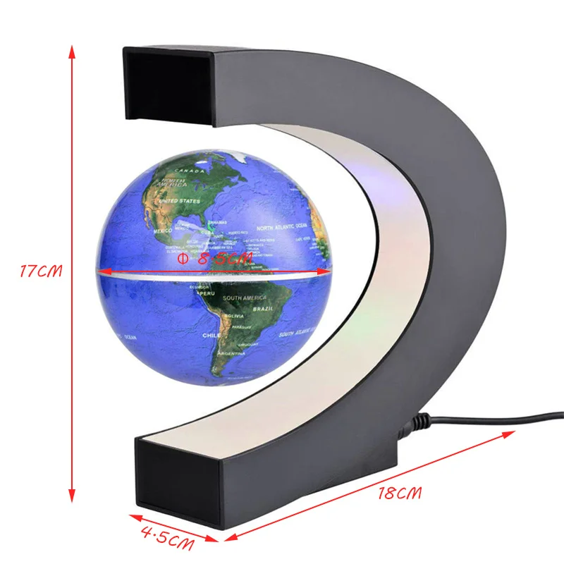 Luz de globo de levitación magnética flotante, mapa del mundo electrónico, lámpara levitante antigravedad, decoración del hogar, regalos de luces novedosos