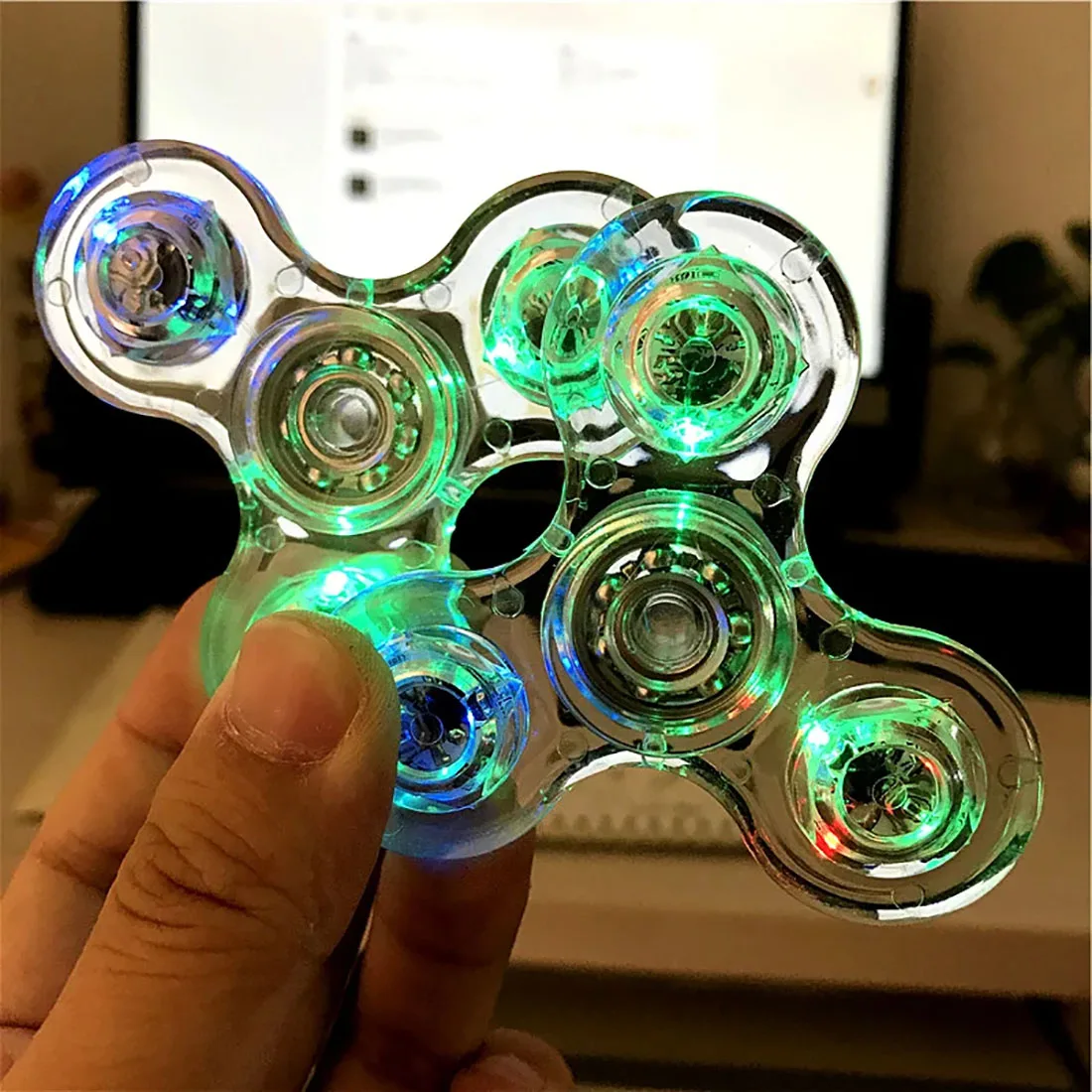 Spinner de cristal luminoso con luz LED para niños, giroscopio cinético que brilla en la oscuridad, EDC, juguetes para aliviar el estrés