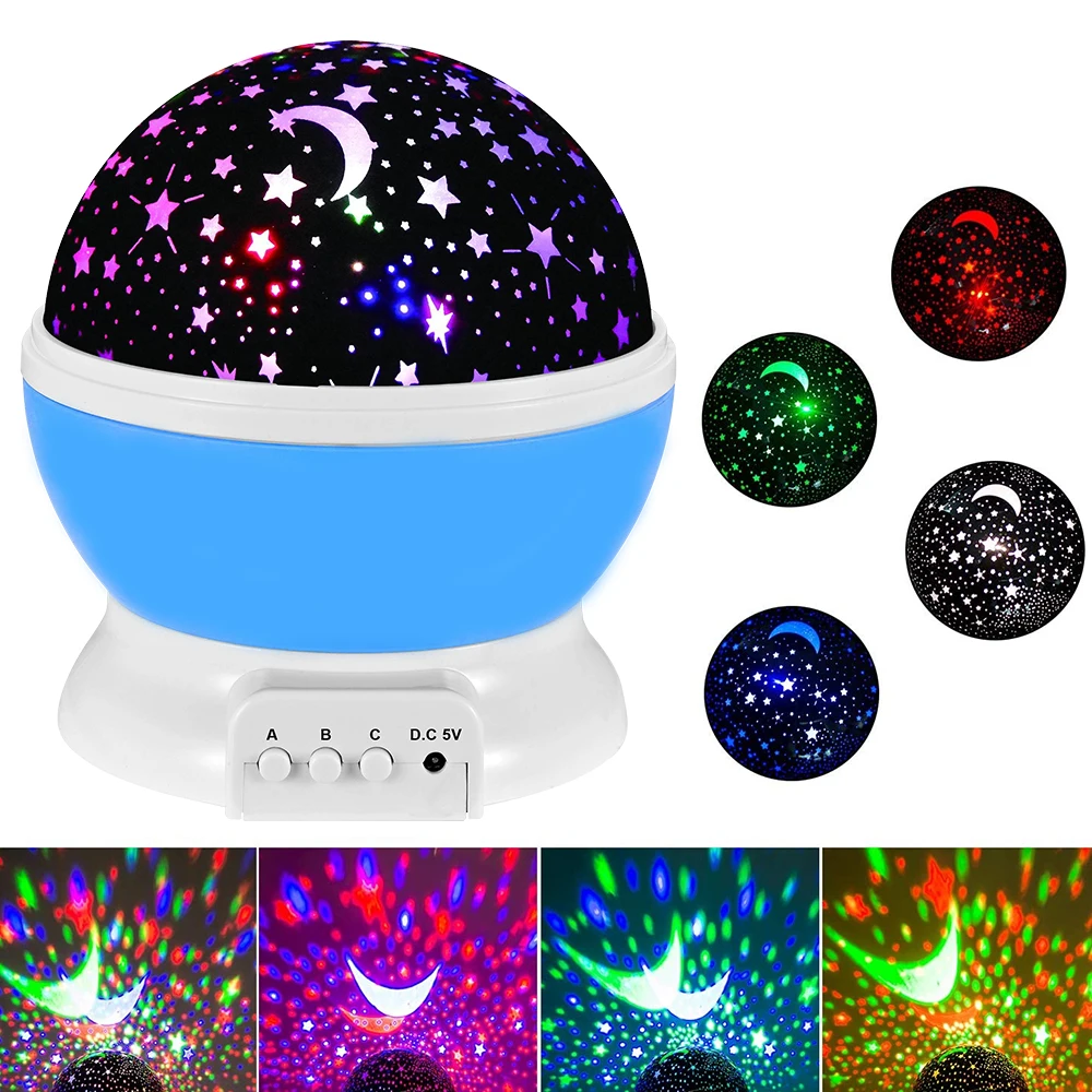 Proyector giratorio de cielo estrellado para niños, lámpara de mesita de noche LED, luces de noche de estrellas, luna de guardería, Galaxia, lámpara de regalos para niños