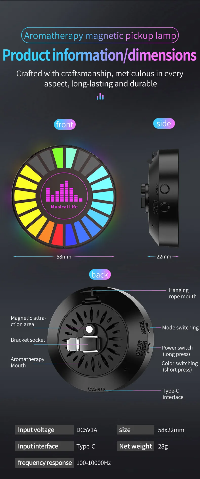 Lámpara Led con Control de sonido y música para coche, tira de luz RGB ajustable para automóvil, fiesta familiar