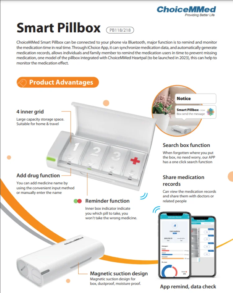 ChoiceMMed-caja de píldoras inteligente, dispensador de medicamentos, organizador para 7 días, contenedor de almacenamiento